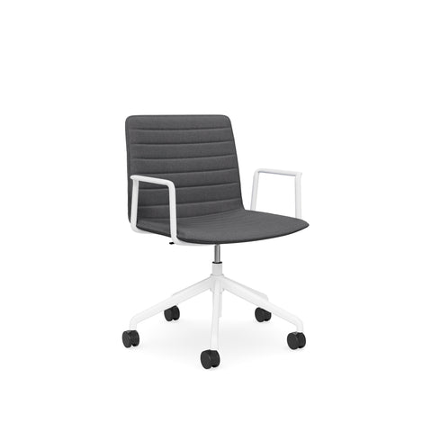 Castors Arms Chair, White Base Charcoal