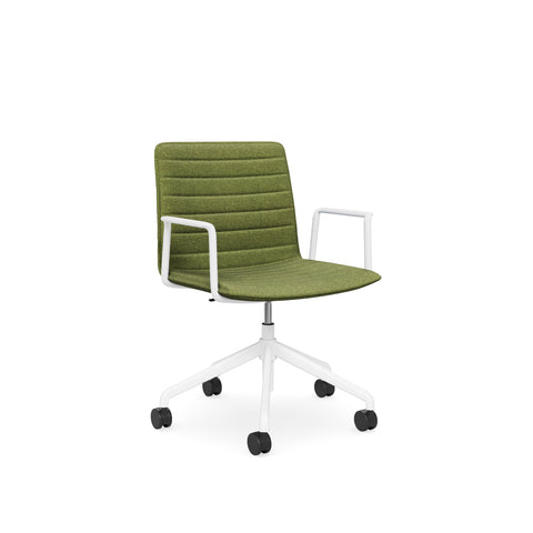 Castors Arms Chair Green white base