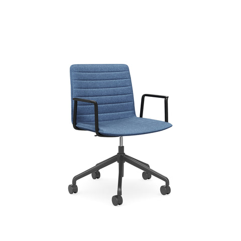 Castors Arms Chair Black Base Blue