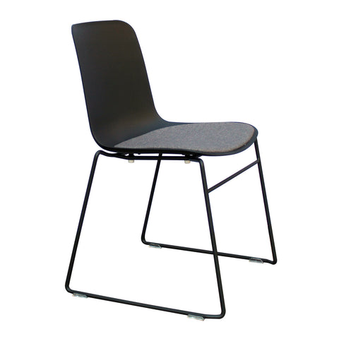 Rose Plastic Back Chair with Grey Fabric Seat