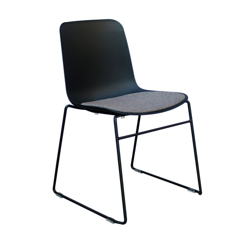 Rose Plastic Back Chair with Grey Fabric Seat