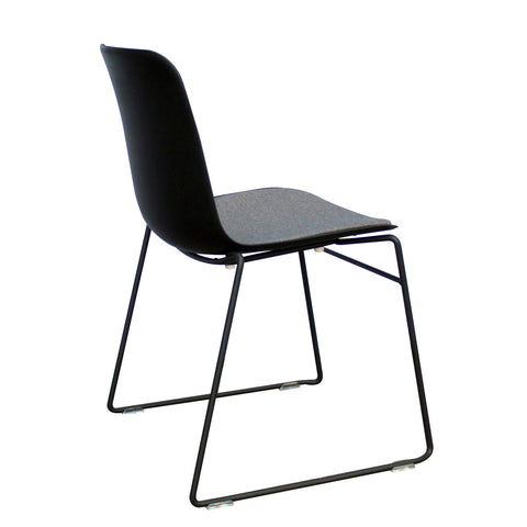 Rose Plastic Back Chair with Grey Fabric Seat