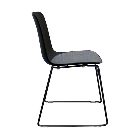 Rose Plastic Back Chair with Grey Fabric Seat