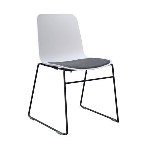 Rose Plastic Back Chair with Grey Fabric Seat