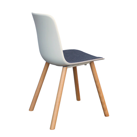 Rose Plastic Back Chair with Grey Fabric Timber Frame