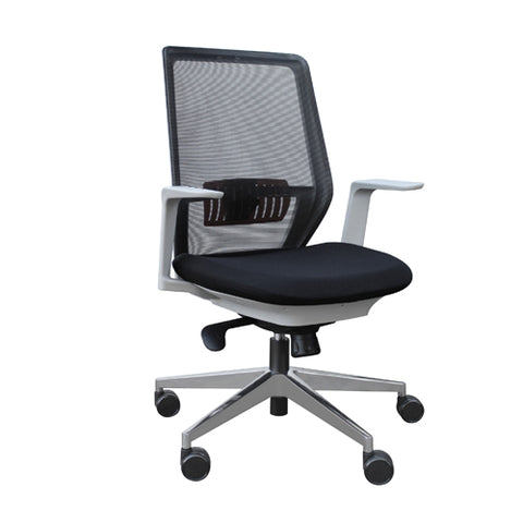 Glamour - Black Mesh, White Arm/Frame, Polished Base