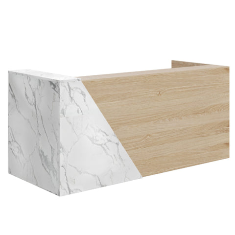 Mies Bevel End Reception Desk - Marble Board & Calm Oak