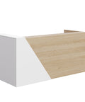 Mies Bevel End Reception Desk - White Board & Calm Oak