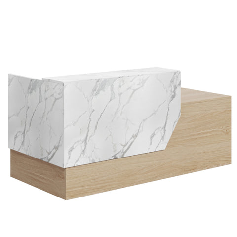 Mies Covet Reception Desk - Marble Board & Calm Oak