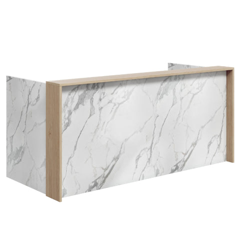 Mies Full Frame Reception Desk - Marble Board & Calm Oak