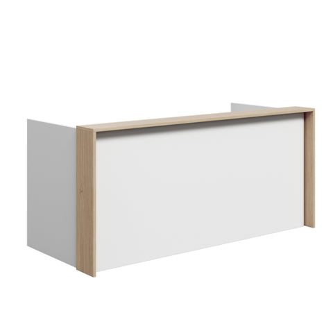 Mies Full Frame Reception Desk - White Board & Calm Oak