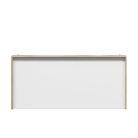 Mies Full Frame Reception Desk - White Board & Calm Oak - Front