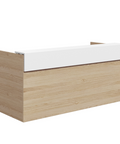 Mies Shadow Reception Desk - White Board & Calm Oak