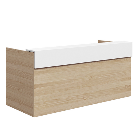 Mies Shadow Reception Desk - White Board & Calm Oak