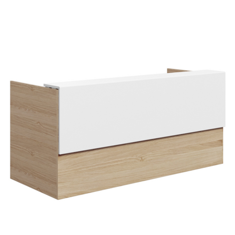 Mies Waterfall Reception Desk - White Board & Calm Oak