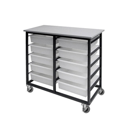Mobile Tote Box Metal Trolley 10 tubs