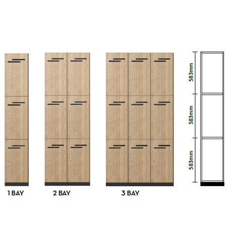3 Door Lockers - 1 Unit of 3 Locker