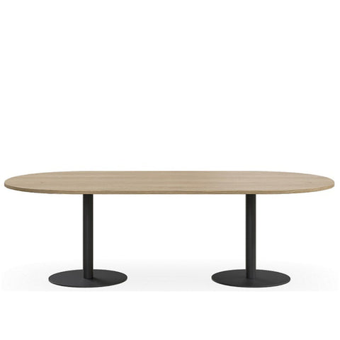 Duo Verse Boardroom Table - D End Top - Classic Oak & Black