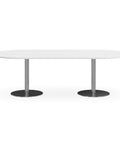 Duo Verse Boardroom Table - D End Top - White & Polished Steel