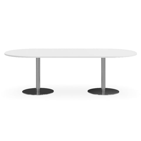 Duo Verse Boardroom Table - D End Top - White & Polished Steel