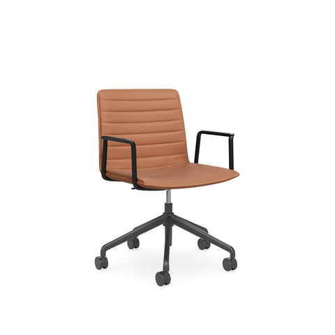 Castors Arms Chair Black Base Tan