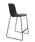 Rose Plastic Back Chair with Grey Fabric Seat Black Frame