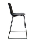 Rose Plastic Back Chair with Grey Fabric Seat Black Frame