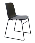 Rose Plastic Back Chair with Grey Fabric Seat