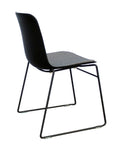 Rose Plastic Back Chair with Grey Fabric Seat