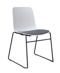Rose Plastic Back Chair with Grey Fabric Seat