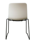 Rose Plastic Back Chair with Grey Fabric Seat
