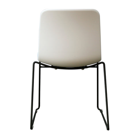 Rose Plastic Back Chair with Grey Fabric Seat