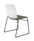 Rose Plastic Back Chair with Grey Fabric Seat