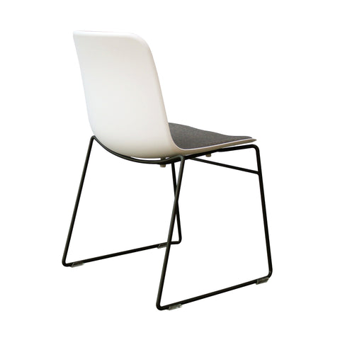 Rose Plastic Back Chair with Grey Fabric Seat