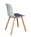 Rose Plastic Back Chair with Grey Fabric Timber Frame