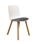 Rose Plastic Back Chair with Grey Fabric Timber Frame