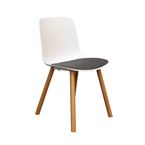 Rose Plastic Back Chair with Grey Fabric Timber Frame