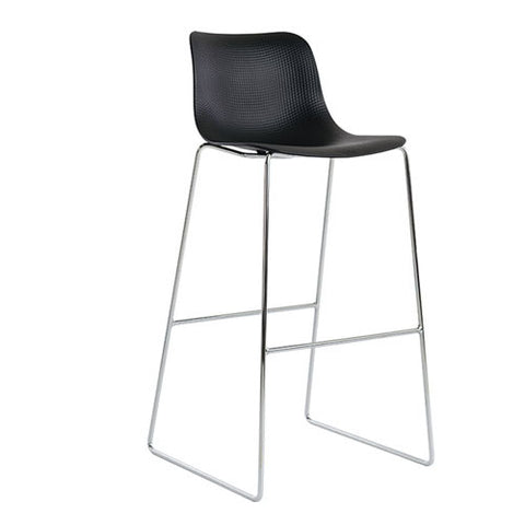 Vince Range Bar Stool Black Shell 650 Chrome Frame