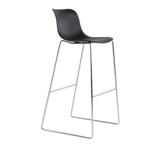 Vince Range Bar Stool Black Shell 650 Chrome Frame